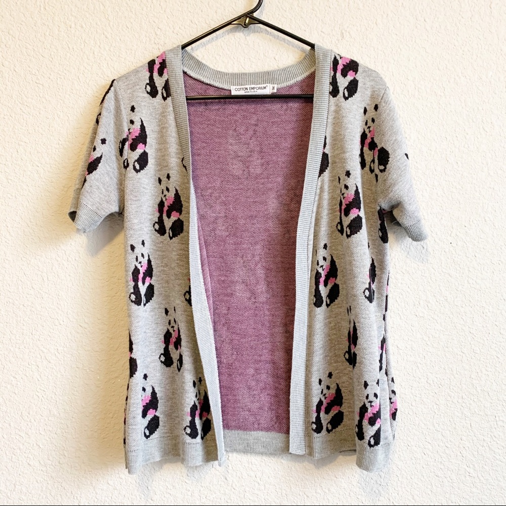 Cotton Emporium Panda Print Cardigan Size Medium